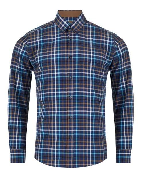 Douglas and Grahame bright multi-check long sleeve casual shirt for big men, sizes 2XL to 4XL