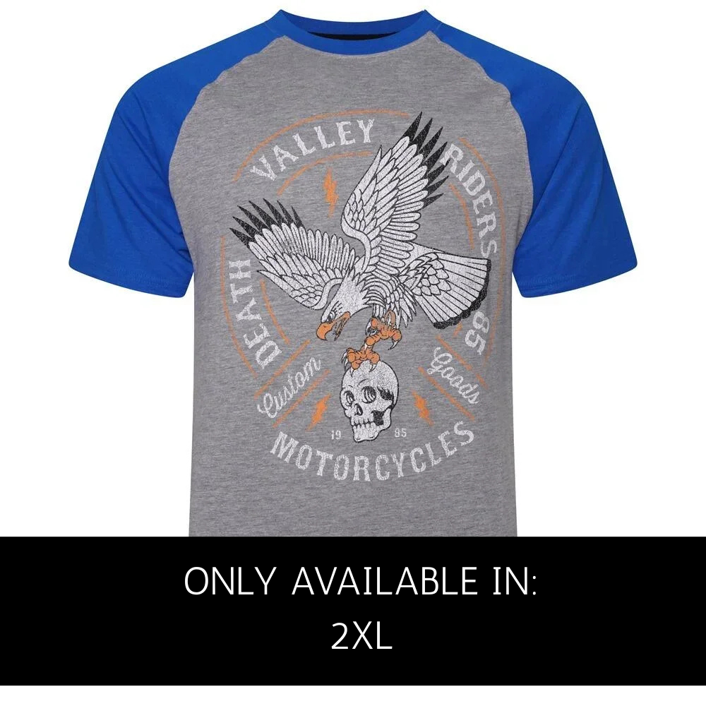 Kam Crew Neck T-Shirt – Eagle and Skull Print – Big Mens Tee 2XL & 5XL