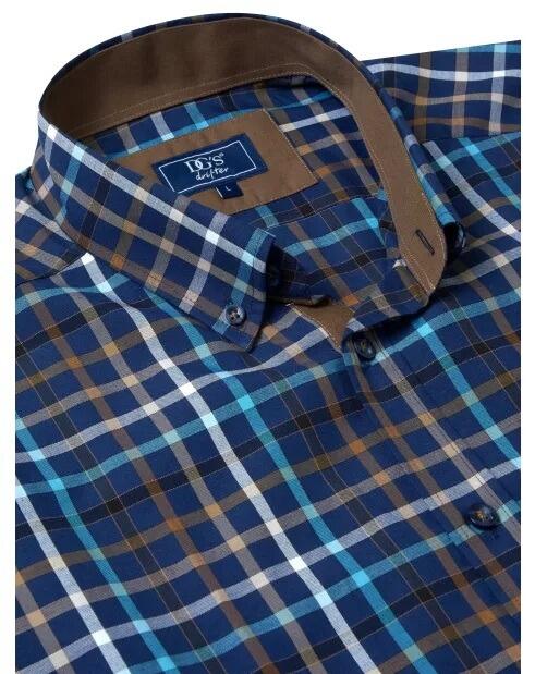 Big men’s bright multi-check long sleeve shirt by Douglas and Grahame, casual style in 2XL to 4XL