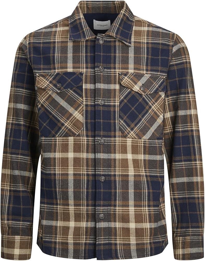 Men's Jack & Jones Brown Flannel Overshirt