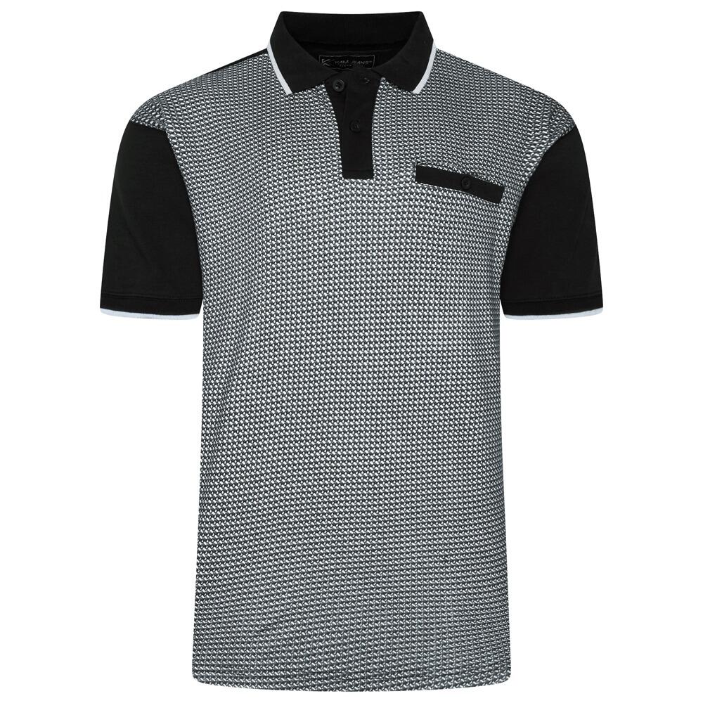 Men's Polo Shirt with Mini Geometric Pattern (Black)