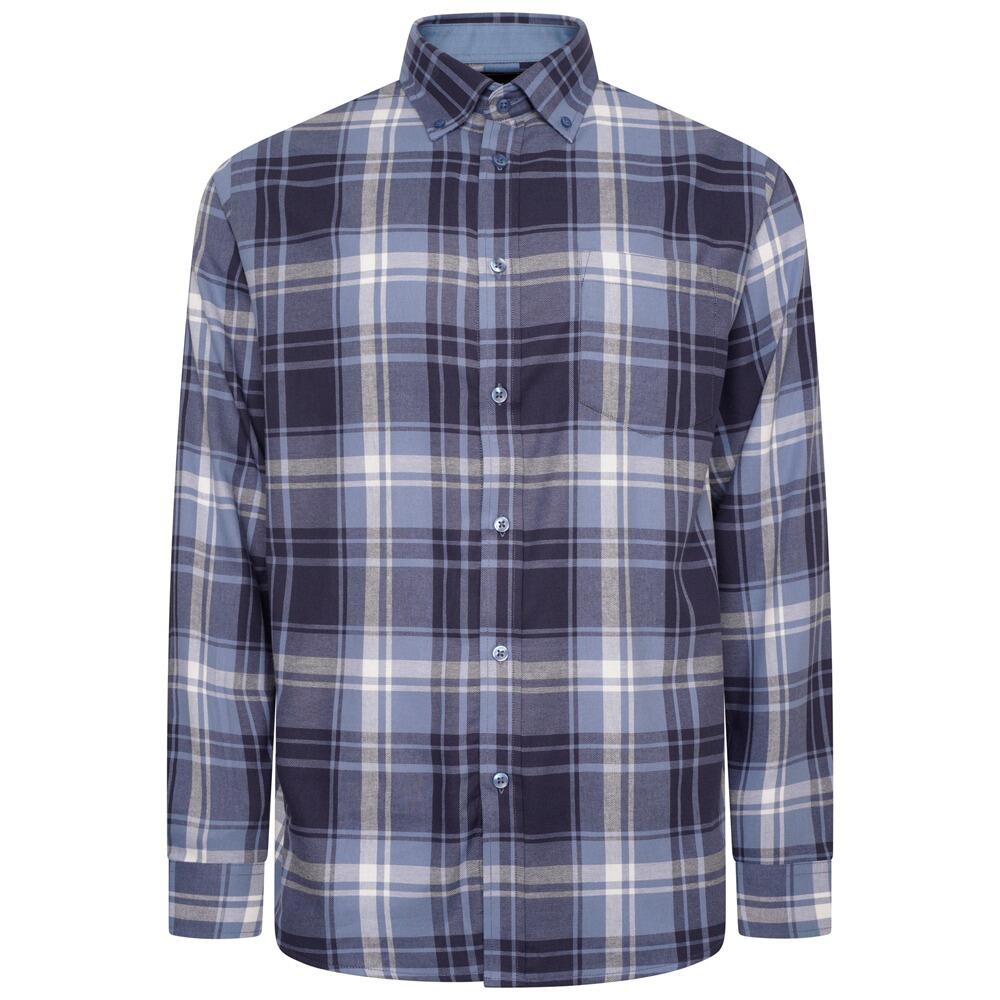 KAM Jeanswear Long Sleeve Check Flannel Shirt in Blue