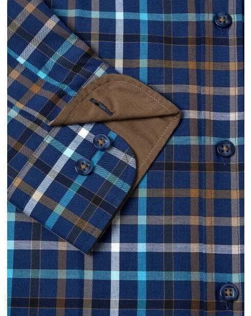 Bright multi-check long sleeve casual shirt for larger men from Douglas and Grahame, available in 2XL, 3XL, and 4XL