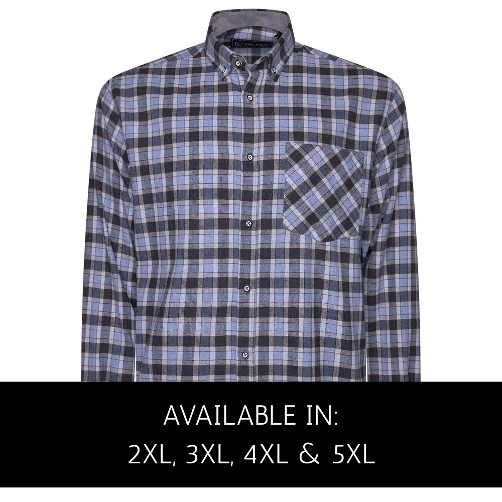 Men's Long Sleeve Flannel Shirt in Blue