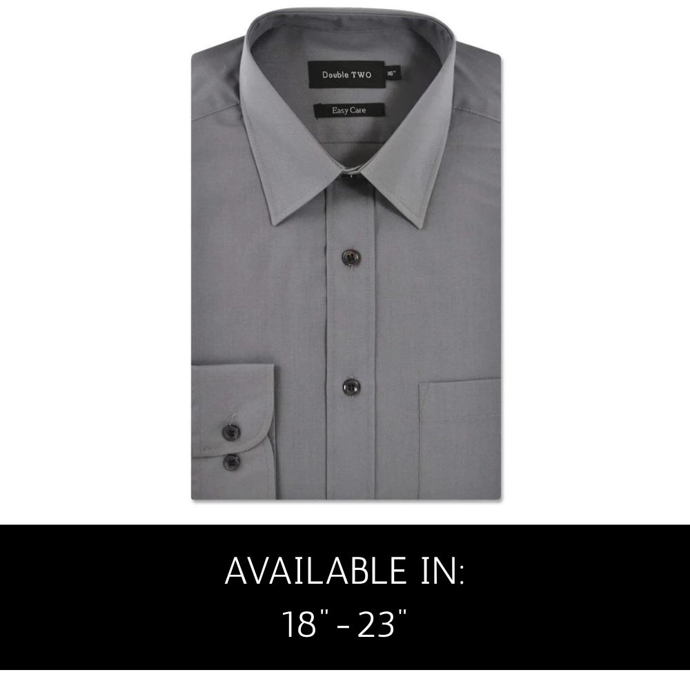 Grey long sleeve easy care formal shirt by Double Two