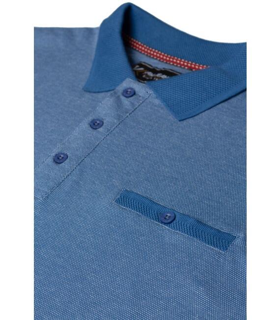 Men's Polo Shirt With Jacquard Detailing on Collar, Cuffs and Pocket