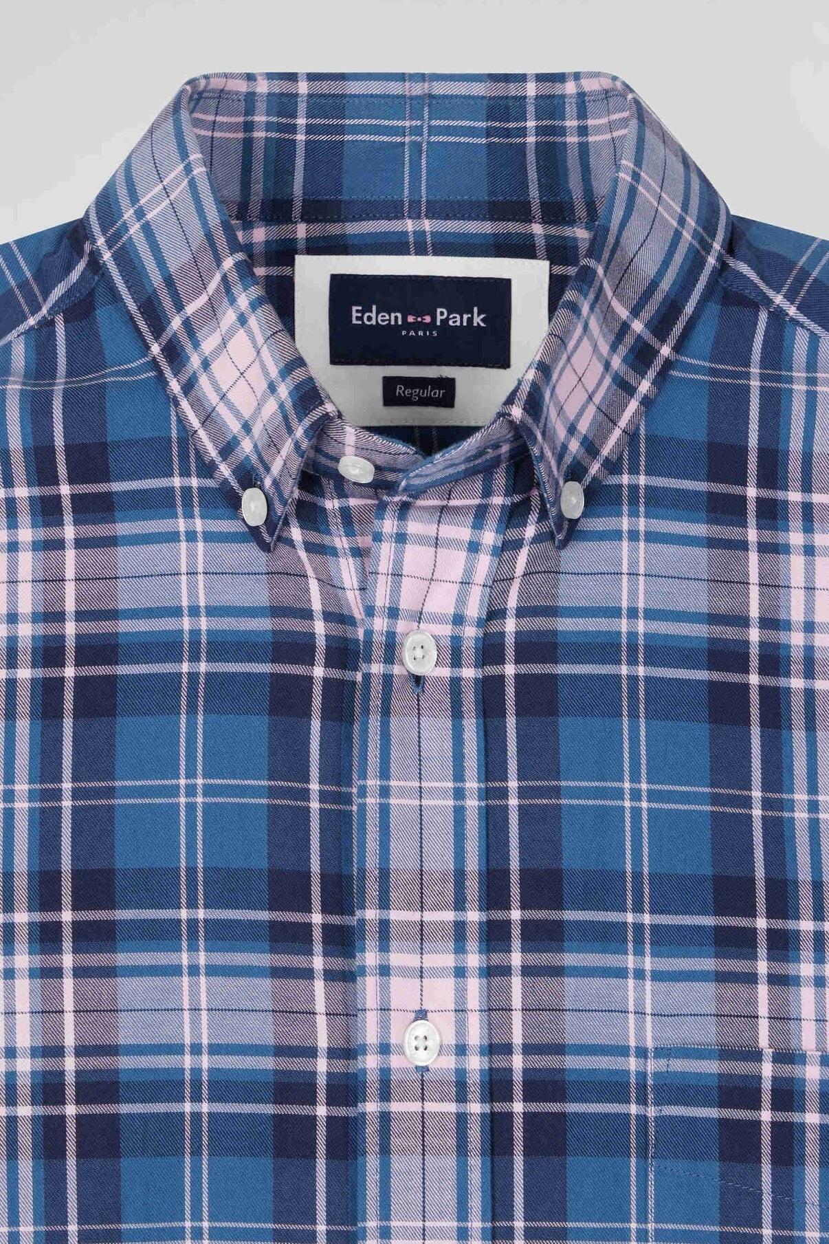 Eden Park long‑sleeve shirt featuring blue and pink check design, sizes L to 5XL