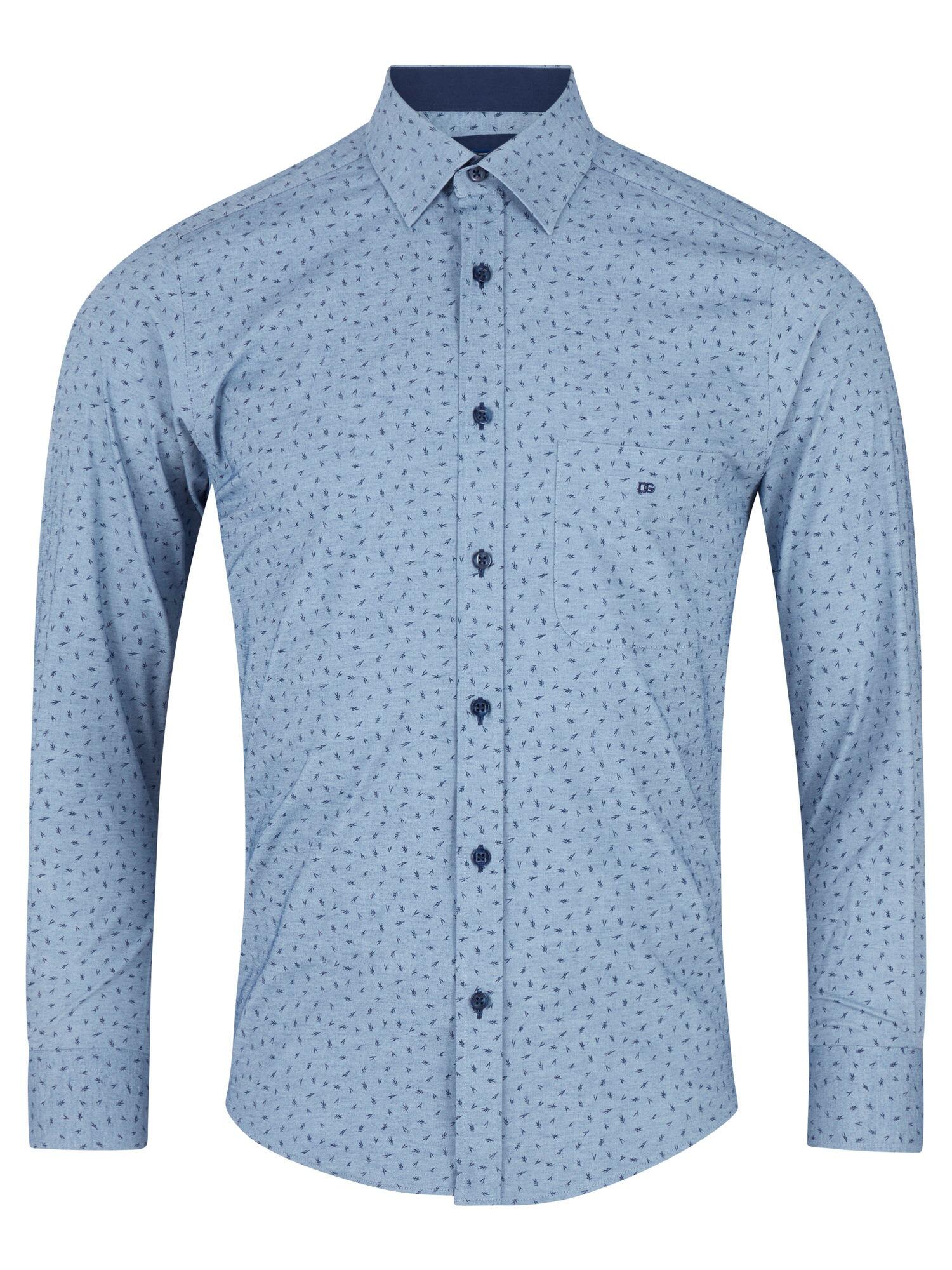 Long sleeve patterned shirt for larger men from Douglas & Grahame, 2XL–4XL, stretch cotton blend