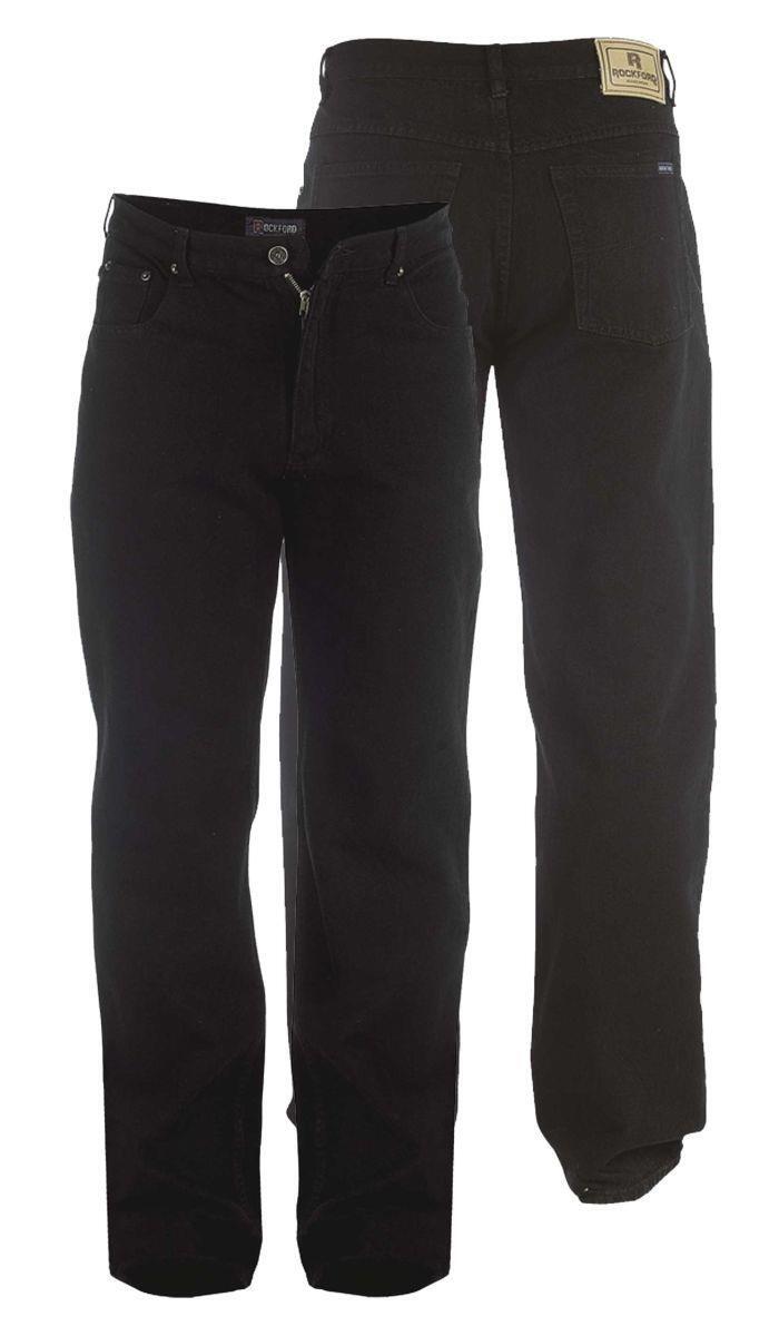 D555 Rockford black jeans with stretch denim for added comfort, available in waist sizes 42W–60W