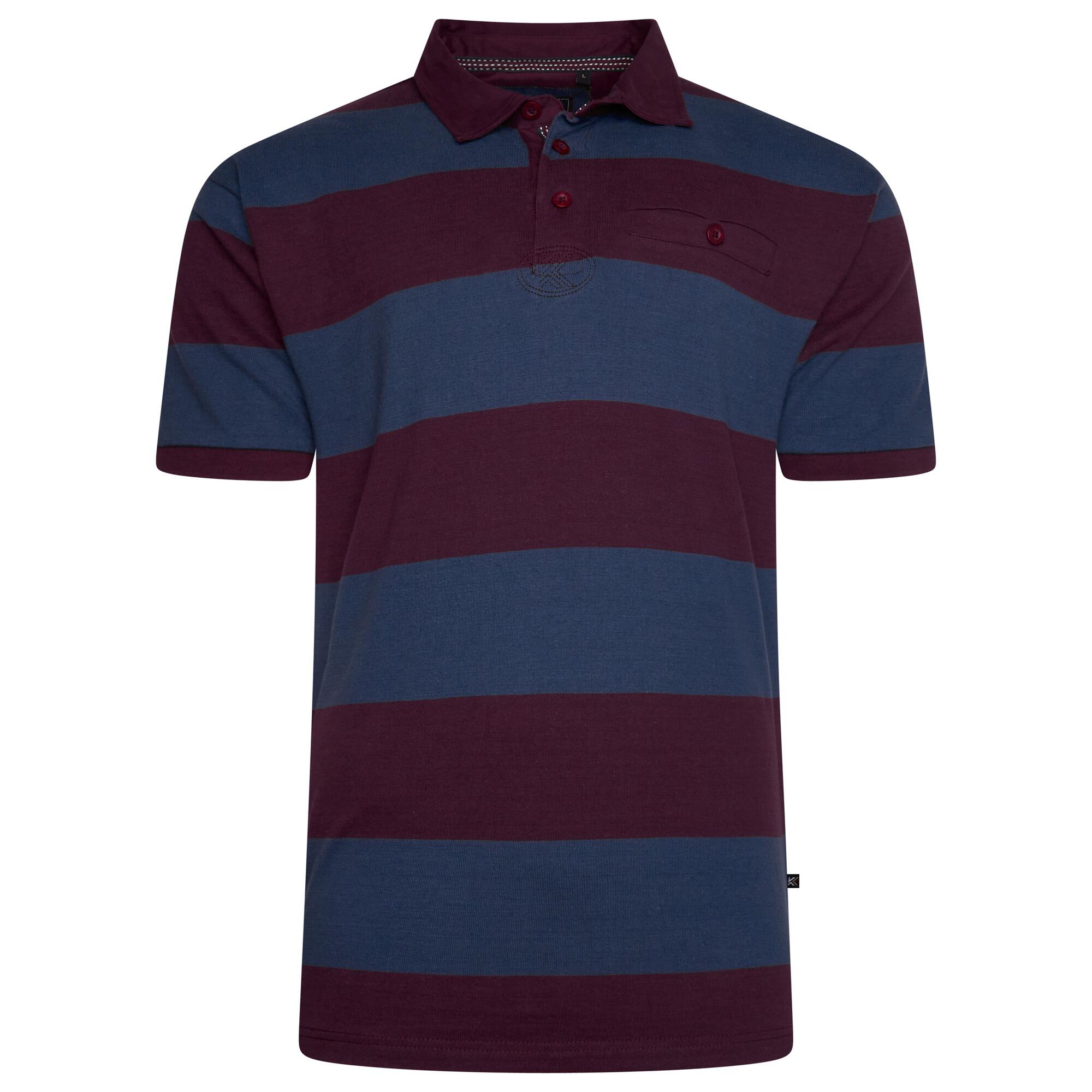 big men’s short sleeve cotton polo shirt in maroon block stripe, 100% cotton, chest pocket, sizes 2XL to 6XL