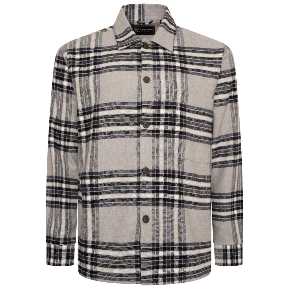Men's Brushed Cotton Silver Long Sleeve Overshirt