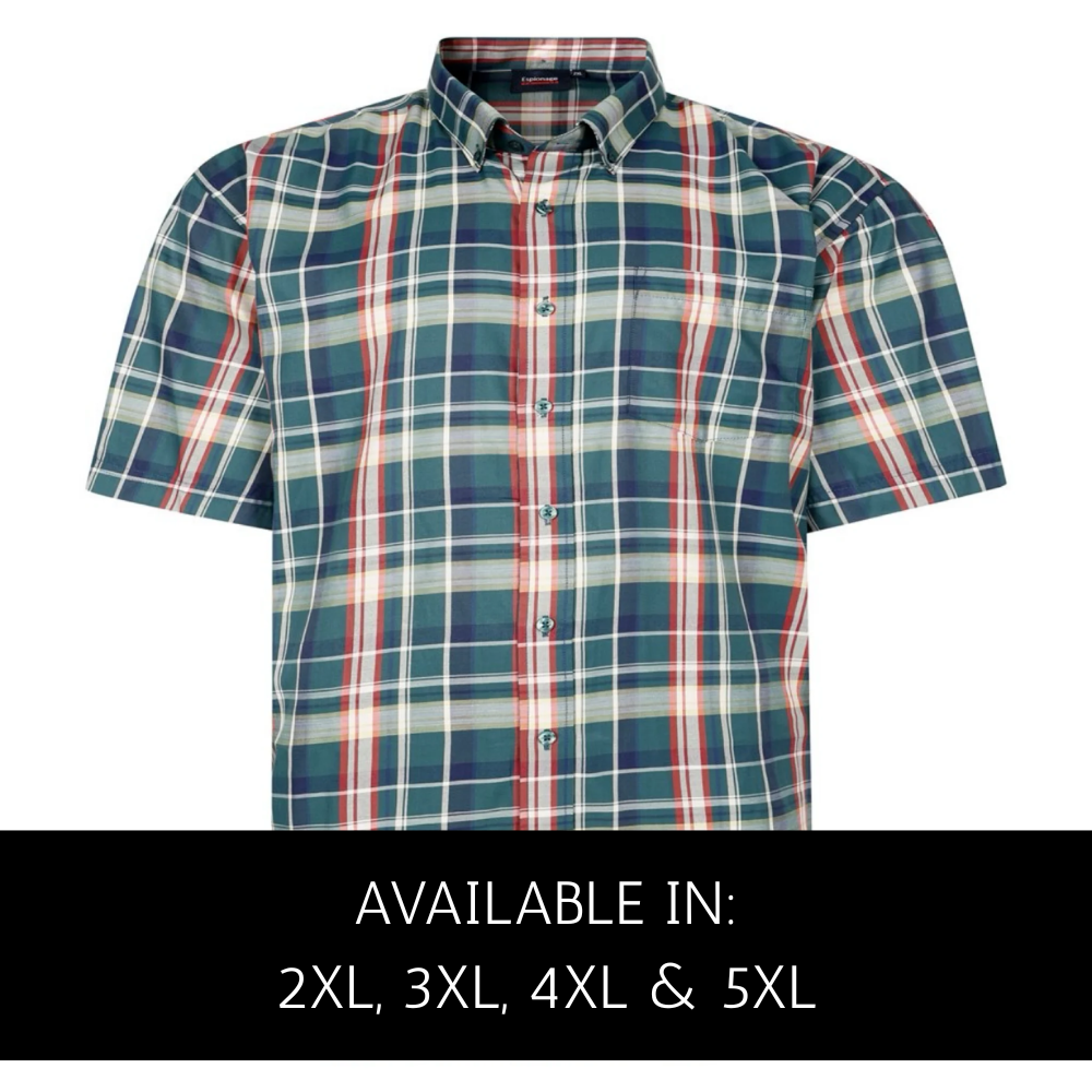Espionage 2XL to 5XL Green check casual shirt