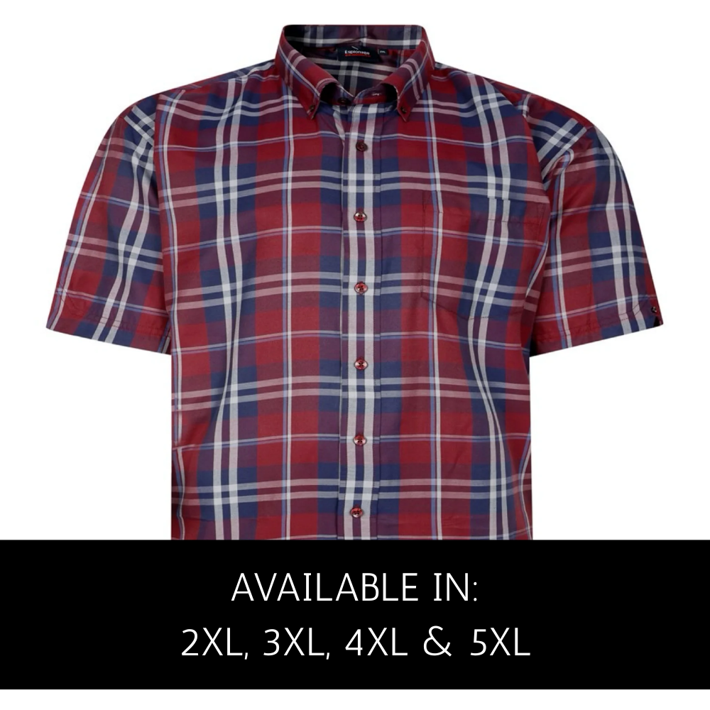 Espionage bold check short sleeve shirt 2XL to 5XL