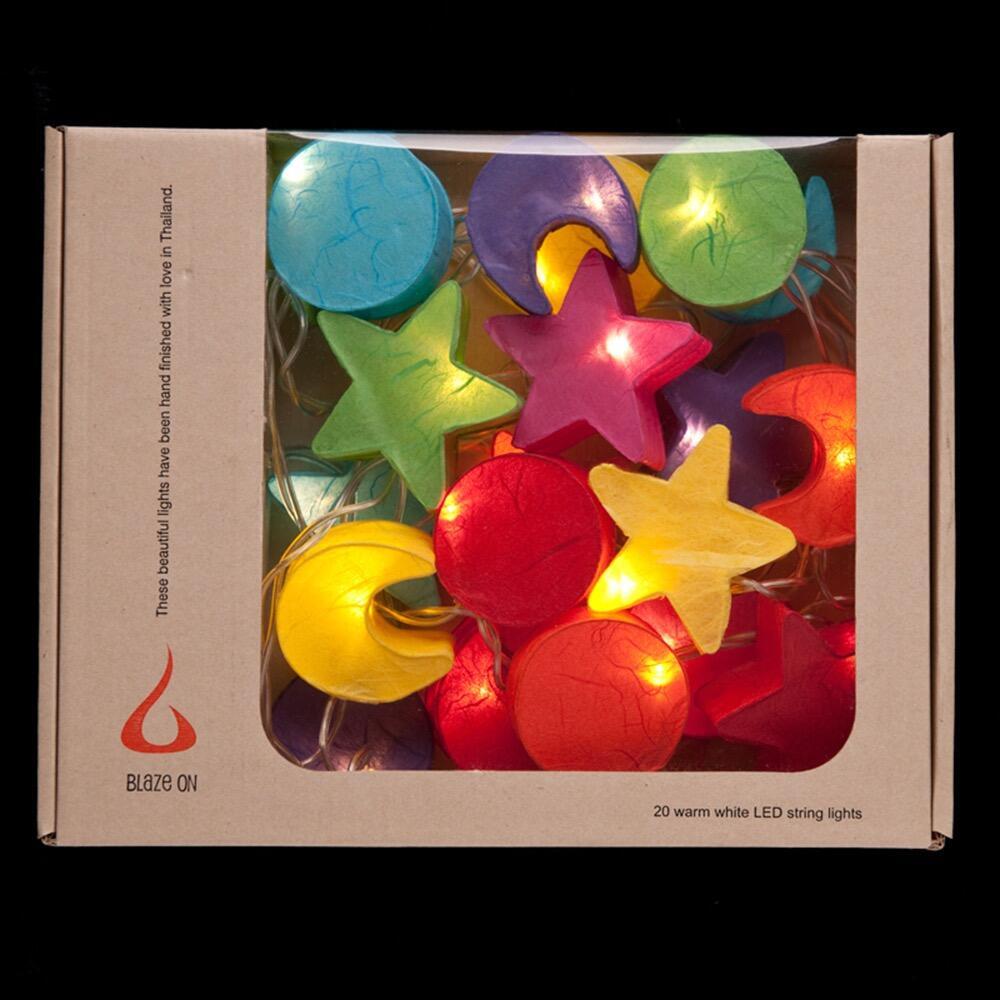 Blaze On Star, Sun & Moon 20 LED fairy lights in Rainbow