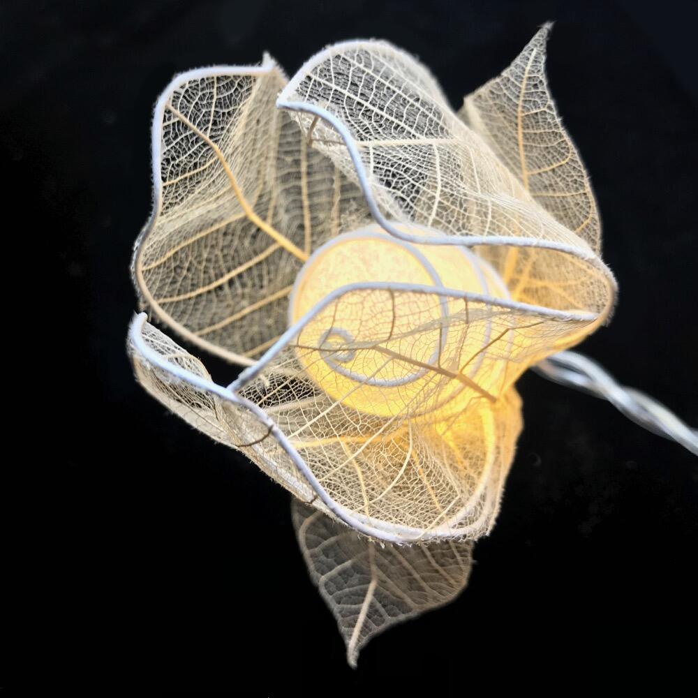 Glow Bud Fairy Lights in Crisp White – Handcrafted Silk Cocoon Buds