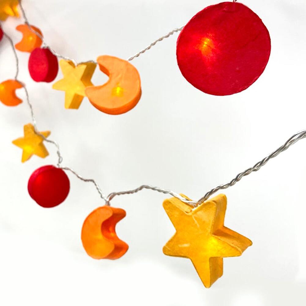 Blaze On Star, Sun & Moon 10 LED fairy lights in Fire