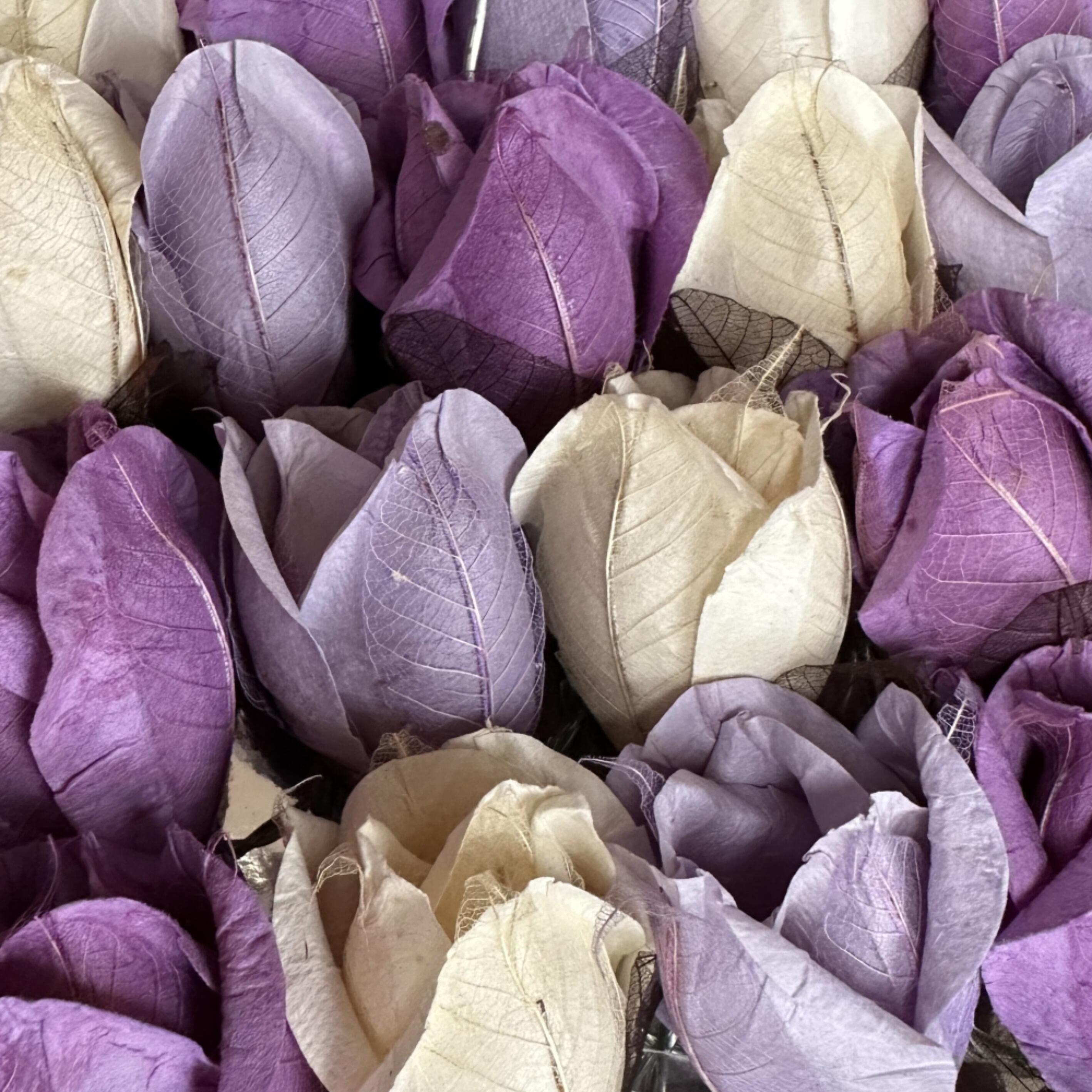 Chelsea Rose Fairy Lights in Purple Tones – Handcrafted Thai Saa Paper Rosebuds