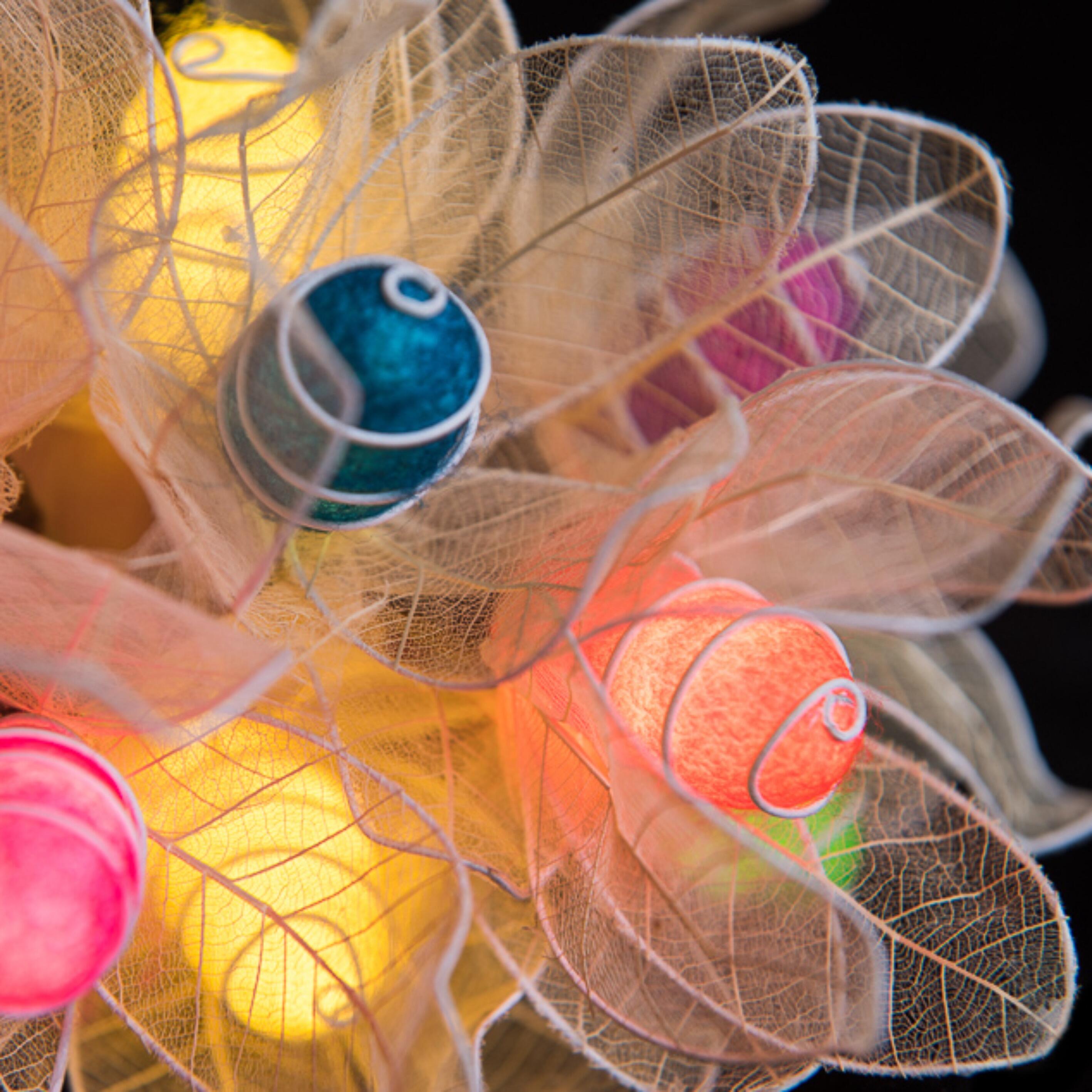 Glow Bud Fairy Lights in Rainbow Colours – Handcrafted Silk Cocoon Buds