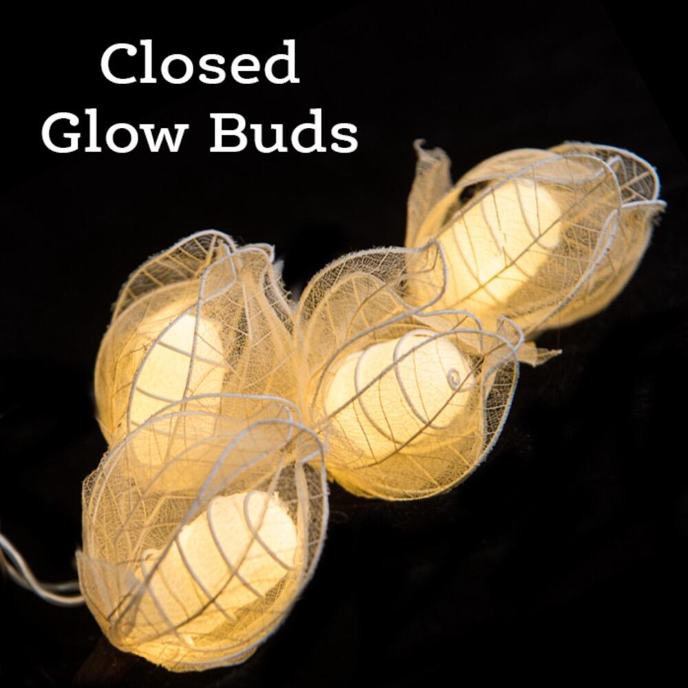 Glow Bud Fairy Lights in Crisp White – Handcrafted Silk Cocoon Buds