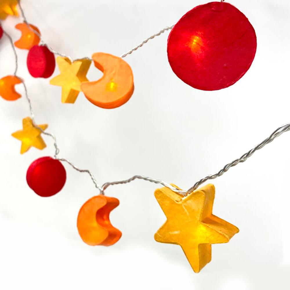 Blaze On Star, Sun & Moon 20 LED fairy lights in Fire