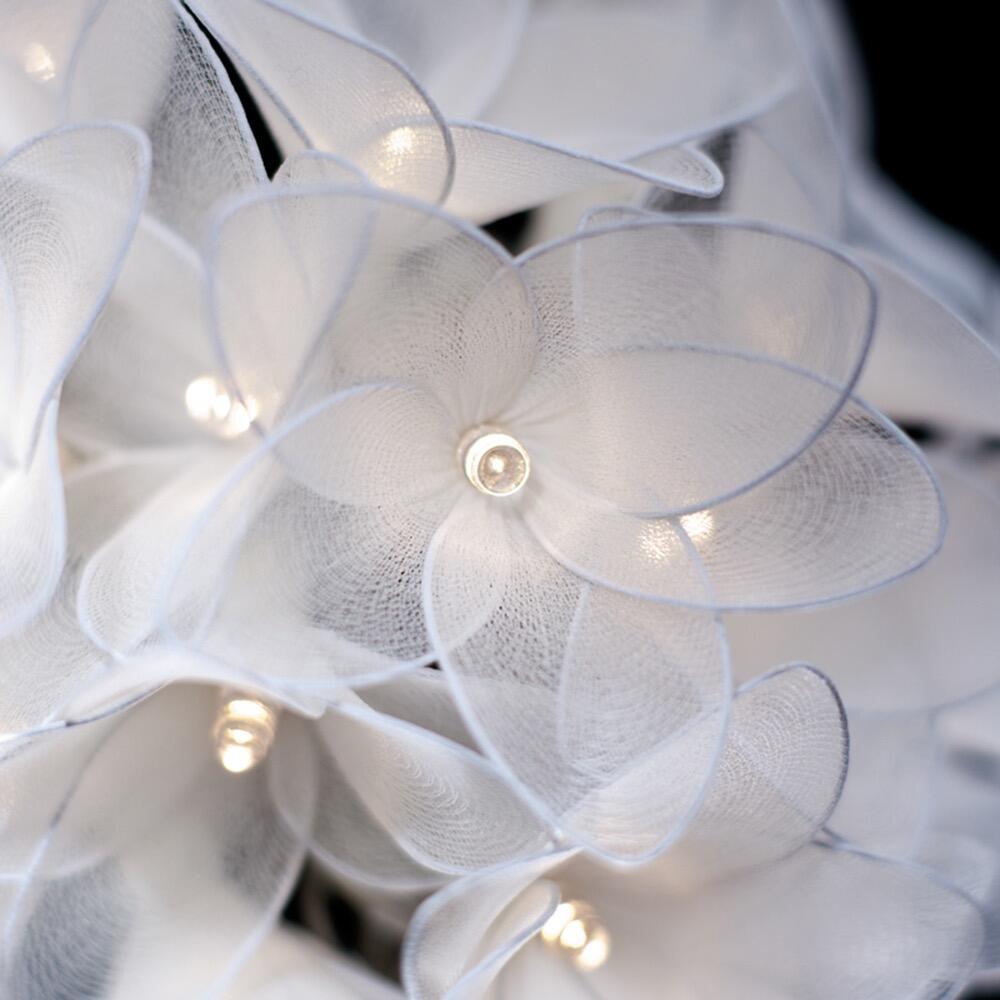 Daisy Fairy Lights in Crisp White – Handcrafted Translucent Fabric Flowers