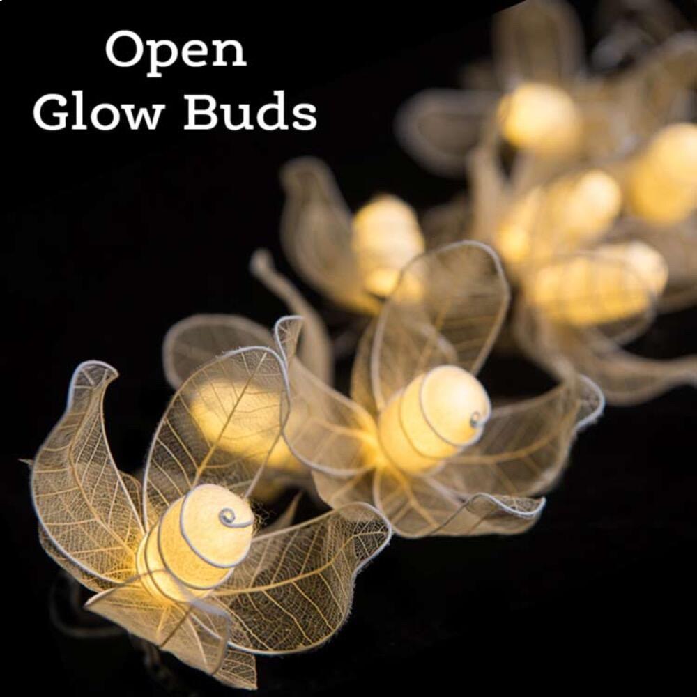 Glow Bud Fairy Lights in Crisp White – Handcrafted Silk Cocoon Buds