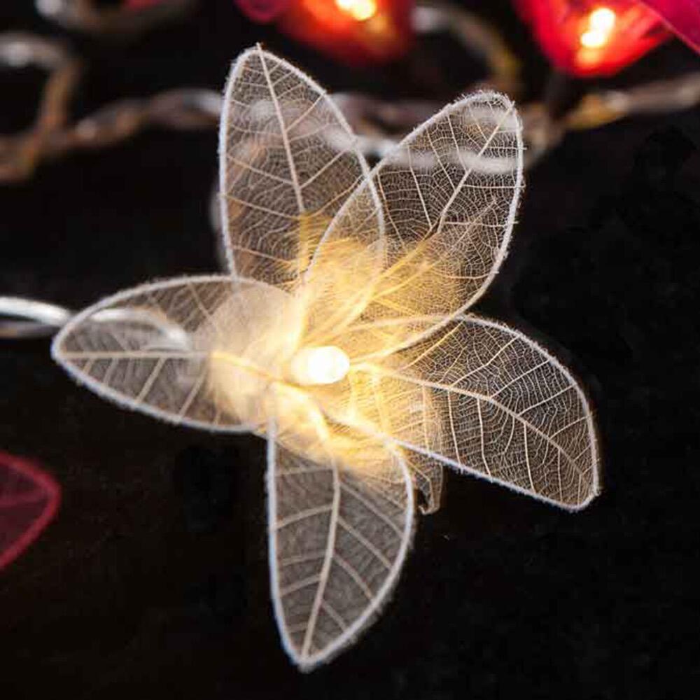 Fascinator Lily Fairy Lights in Their Natural Undyed Colour – Handcrafted Thai Rubber Tree Leaf Flowers