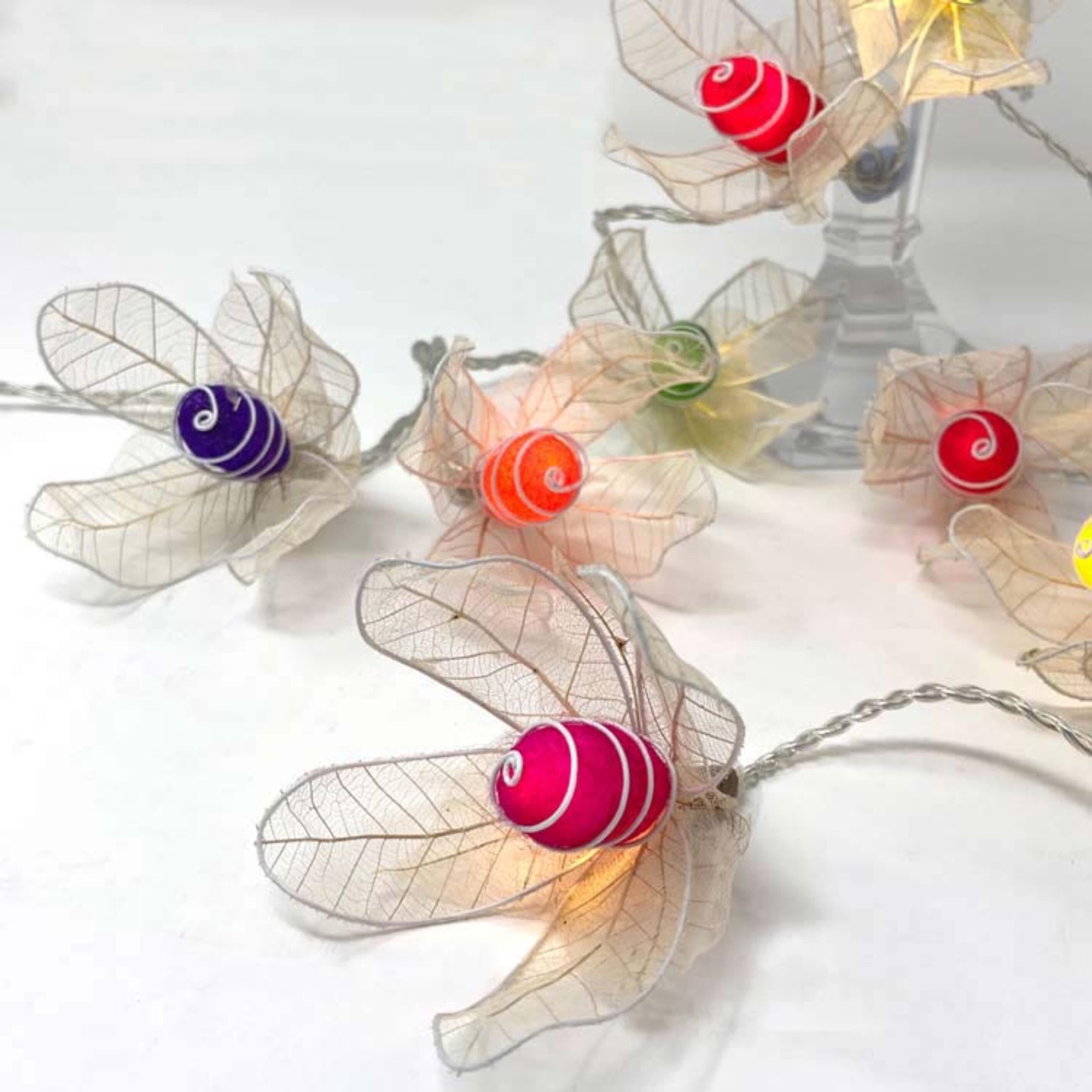 Glow Bud Fairy Lights in Rainbow Colours – Handcrafted Silk Cocoon Buds