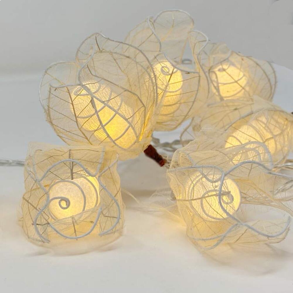 Glow Bud Fairy Lights in Crisp White – Handcrafted Silk Cocoon Buds