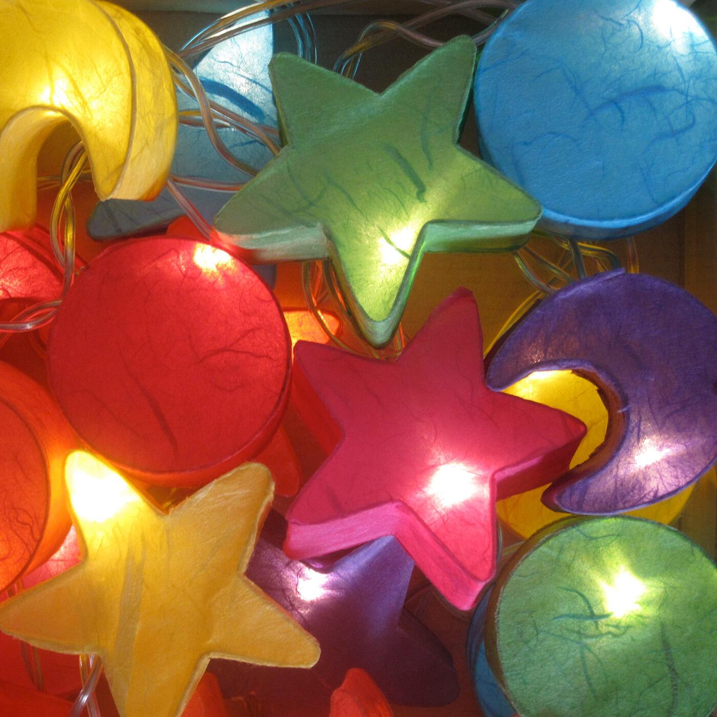 Blaze On Star, Sun & Moon 10 LED fairy lights in Rainbow