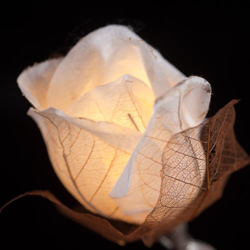 Chelsea Rose Fairy Lights in Crisp White – Handcrafted Thai Saa Paper Rosebuds