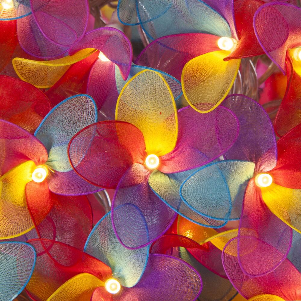 Daisy Fairy Lights in the Kaleidoscope Colourway – Handcrafted Translucent Fabric Flowers