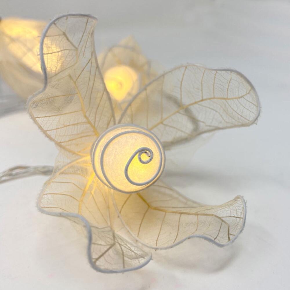 Glow Bud Fairy Lights in Crisp White – Handcrafted Silk Cocoon Buds