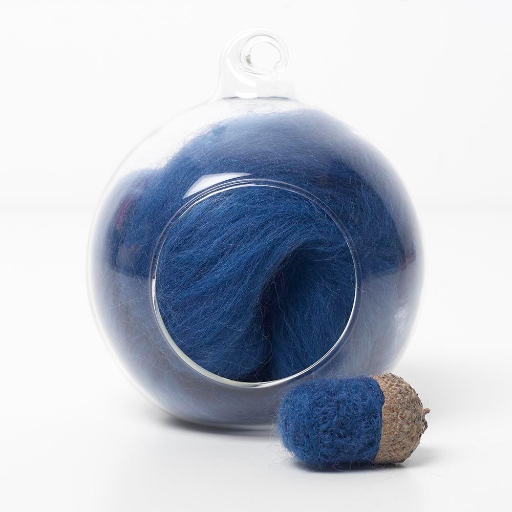 blue 69 merino wool tops for needle felting and spinning in a 10g portion.