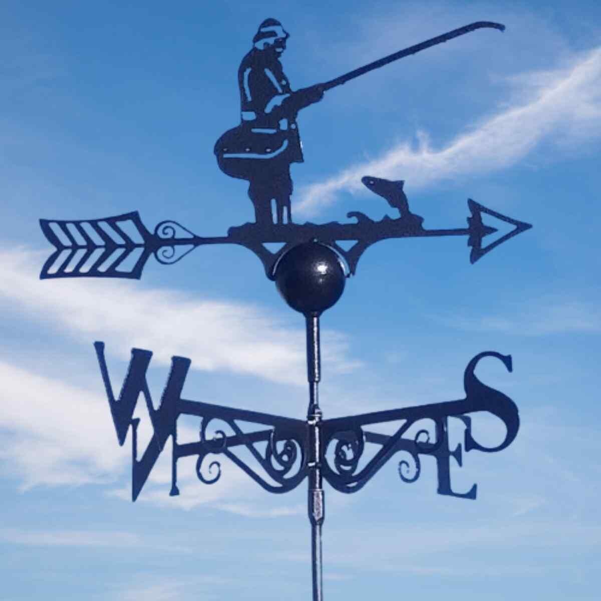 Fisherman and rod weathervane
