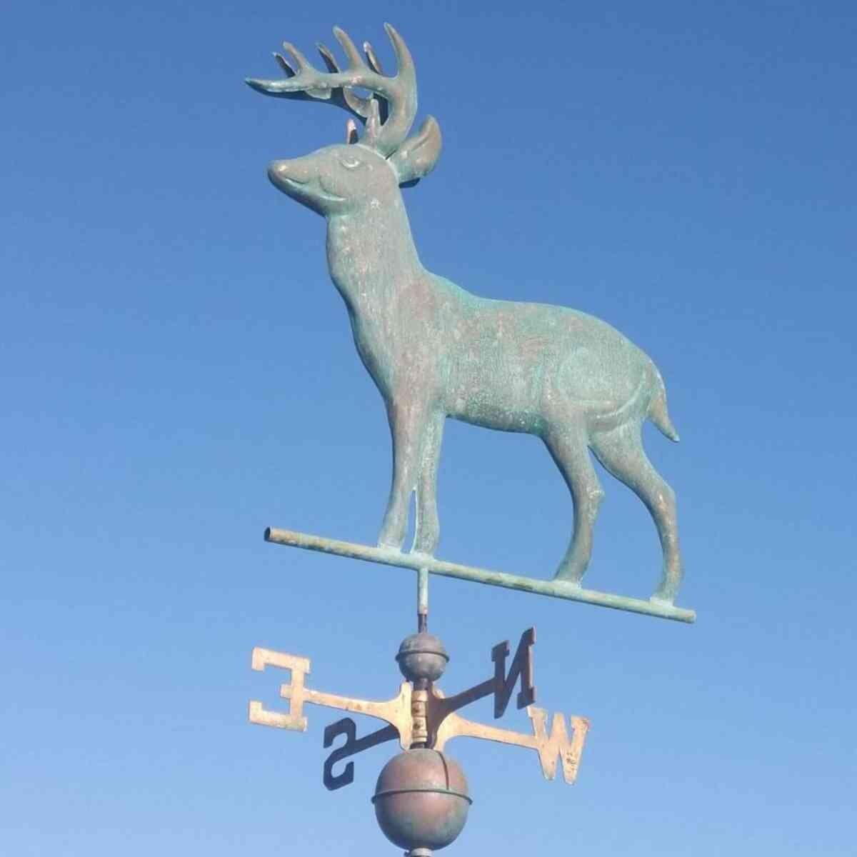 Large copper verdigris deer weathervane