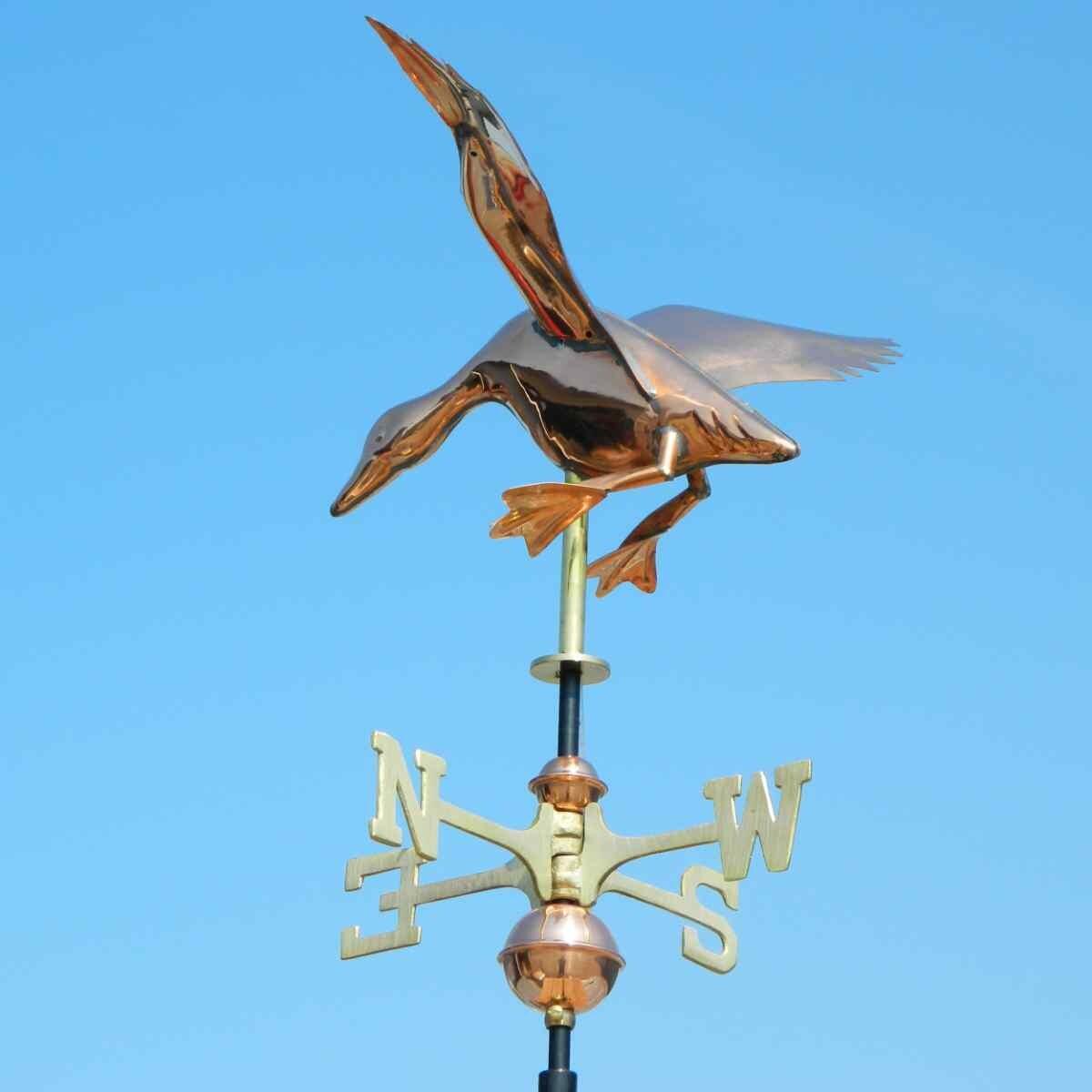 Medium copper landing duck weathervane