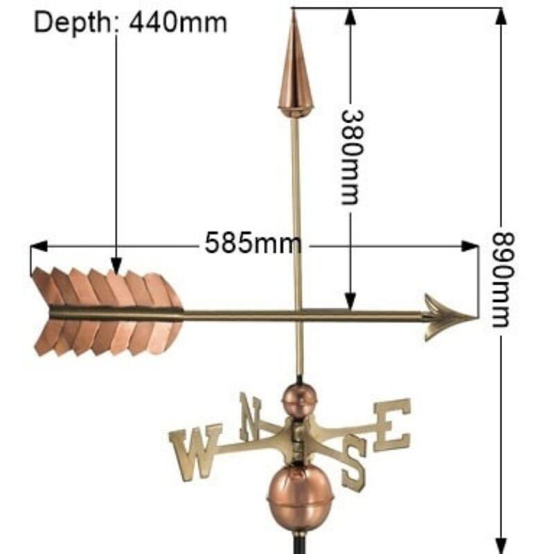 Large copper arrow weathervane