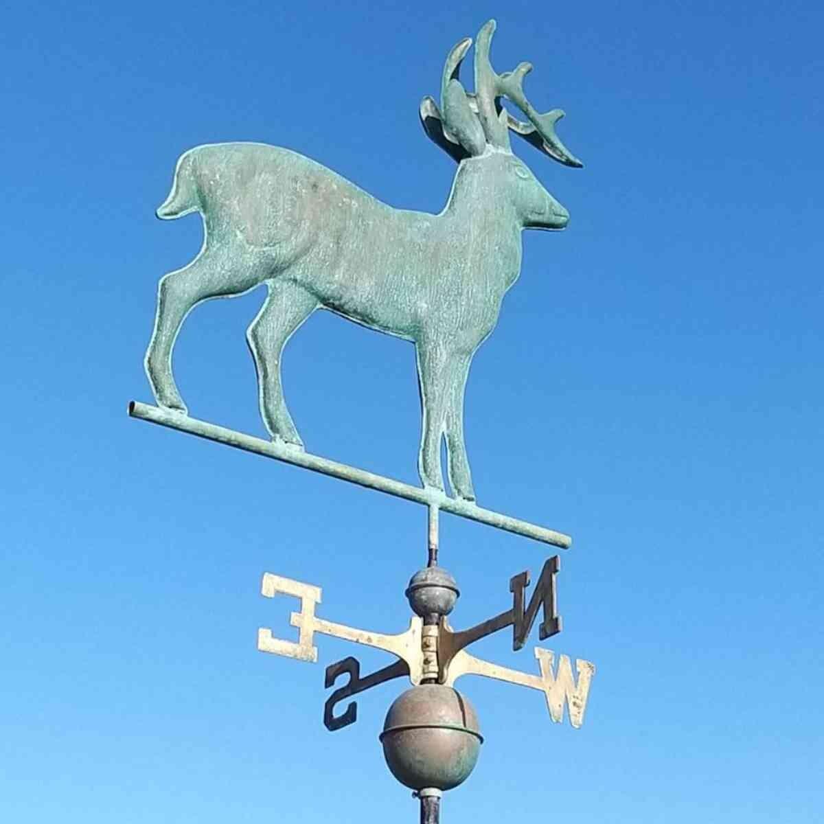 Large copper verdigris deer weathervane