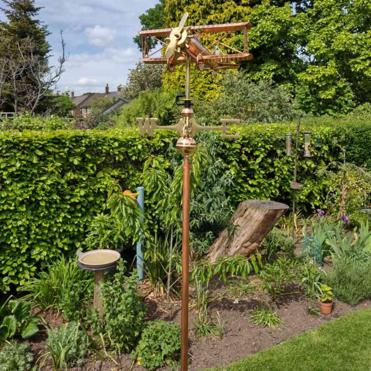 Medium copper biplane weathervane