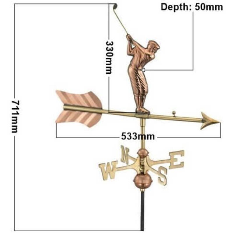 Medium copper golfer weathervane