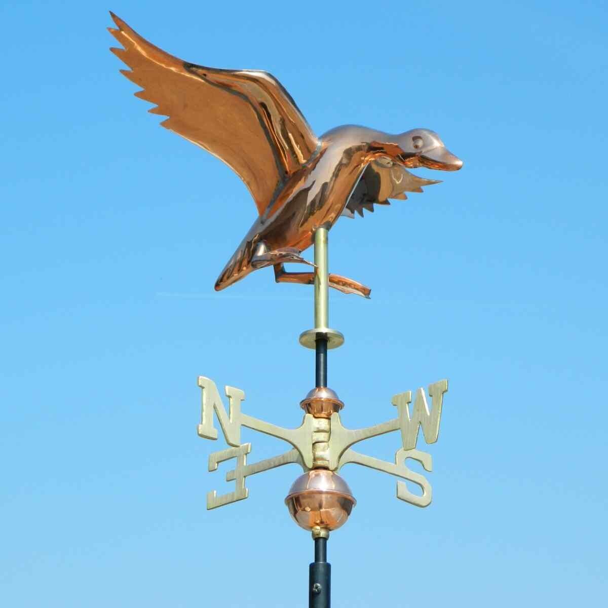 Medium copper landing duck weathervane