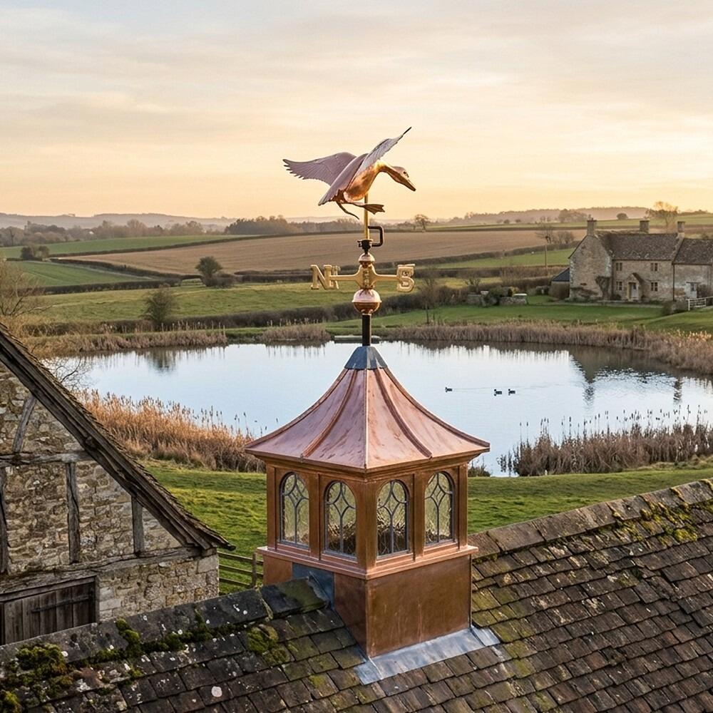 Medium copper landing duck weathervane