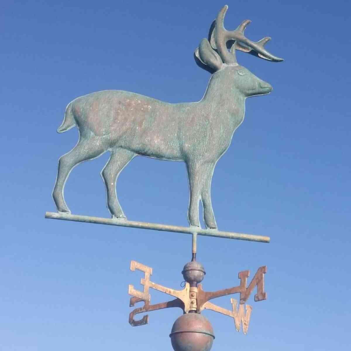Large copper verdigris deer weathervane