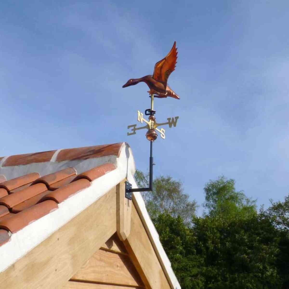 Medium copper landing duck weathervane