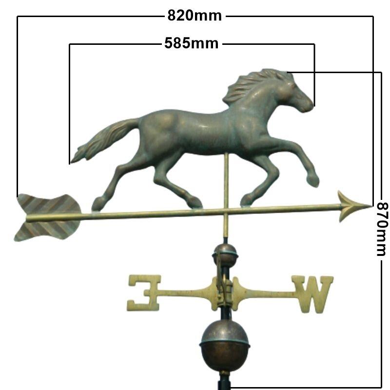 Large pure copper antique weathered horse weathervane