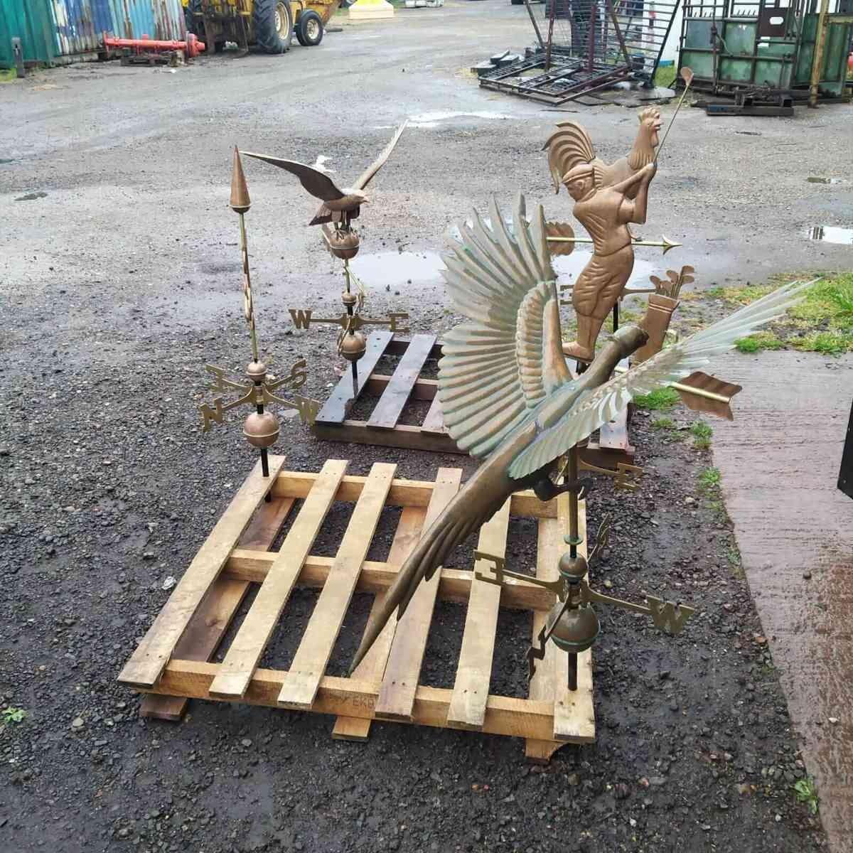 Large pure copper verdigris weathered golfer weathervane
