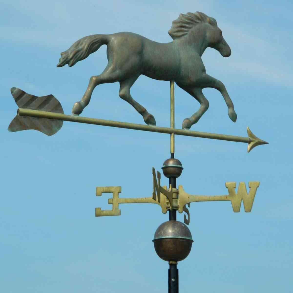 Large pure copper antique weathered horse weathervane