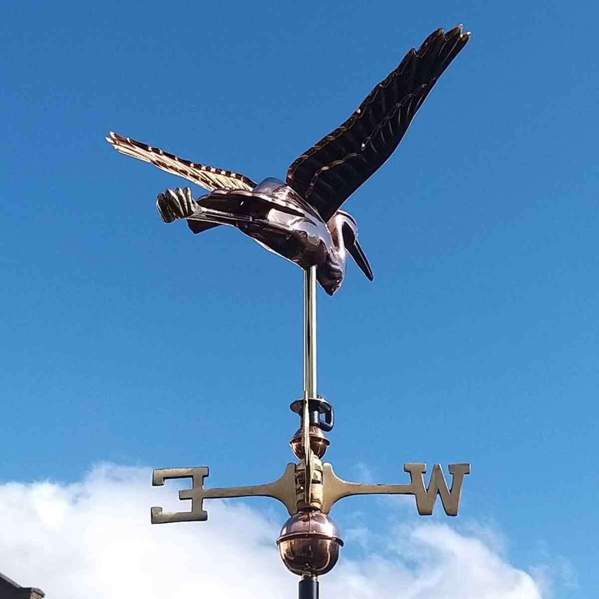 Medium copper blue heron weathervane
