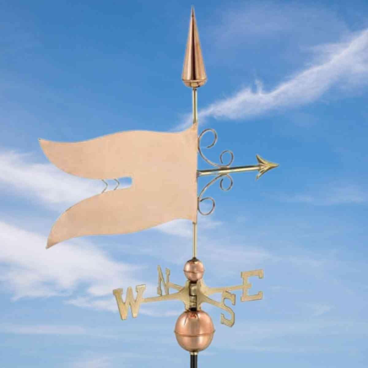 Large copper banner weathervane